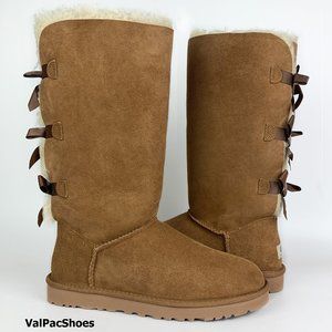 UGG Australia Bailey Bow Tall Chestnut Triple Bow Boots NEW IN BOX